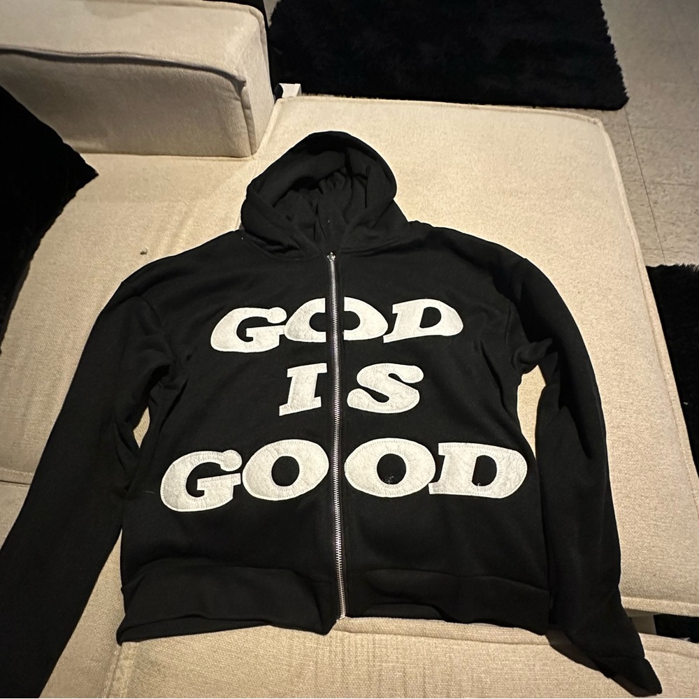Black Hoodie with White Text
